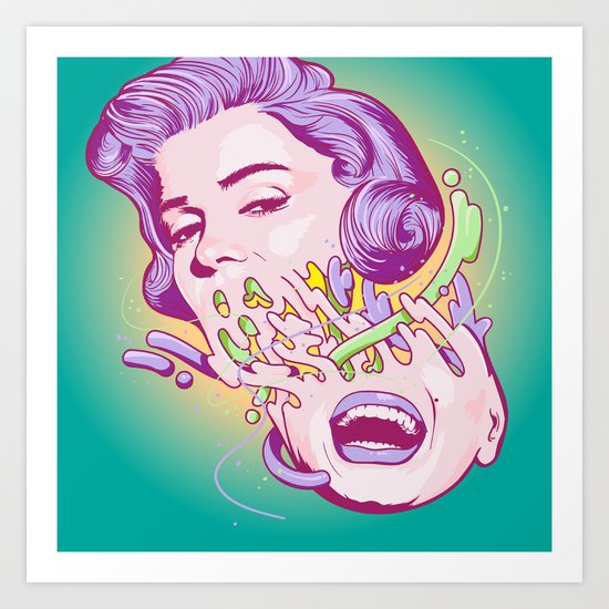 Happily melting Marilyn Art Print