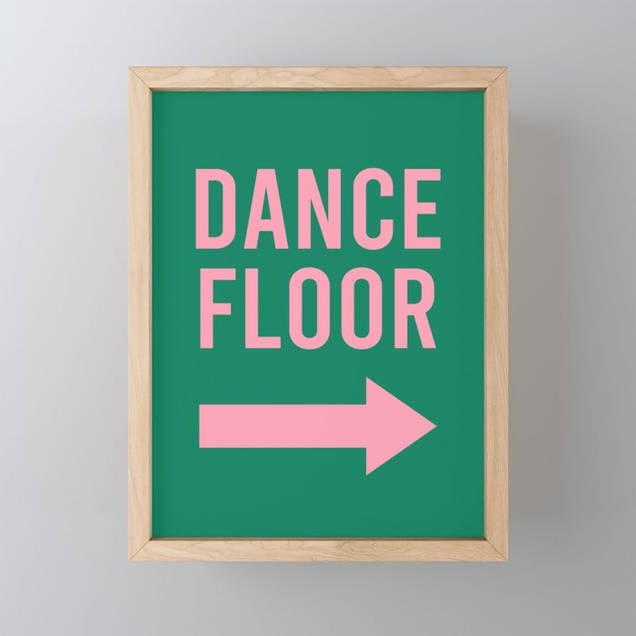 Dance Floor Right Arrow (Green Pink) Framed Mini Art Print