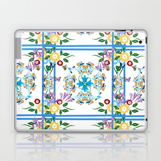 Italian,Sicilian art,majolica,tiles,Flowers Laptop & iPad Skin