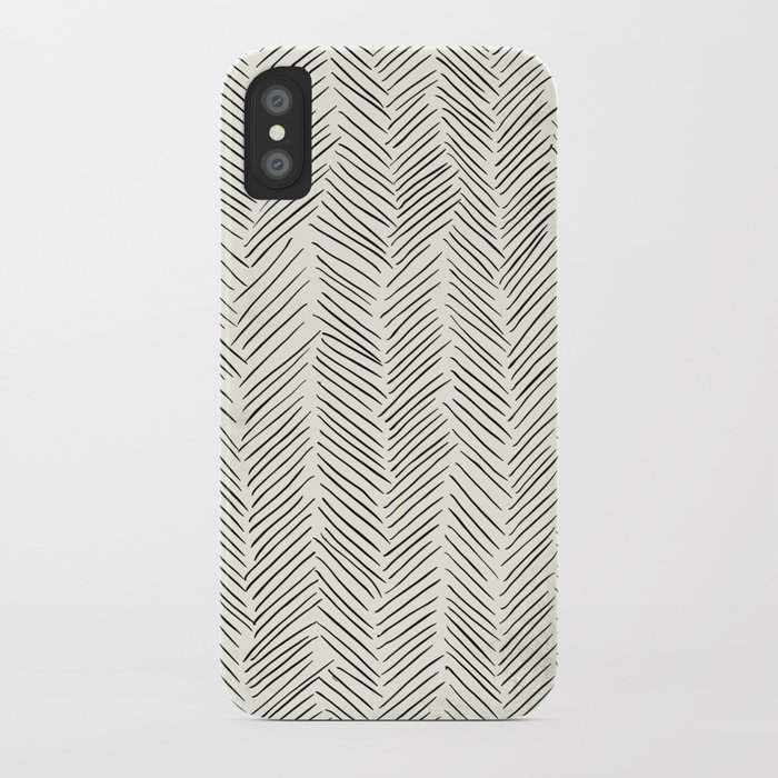 herringbone black on cream iphone case