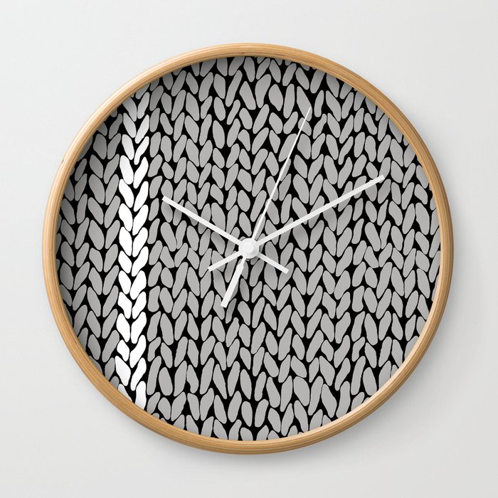 Grey Knit With White Stripe Wall Clock