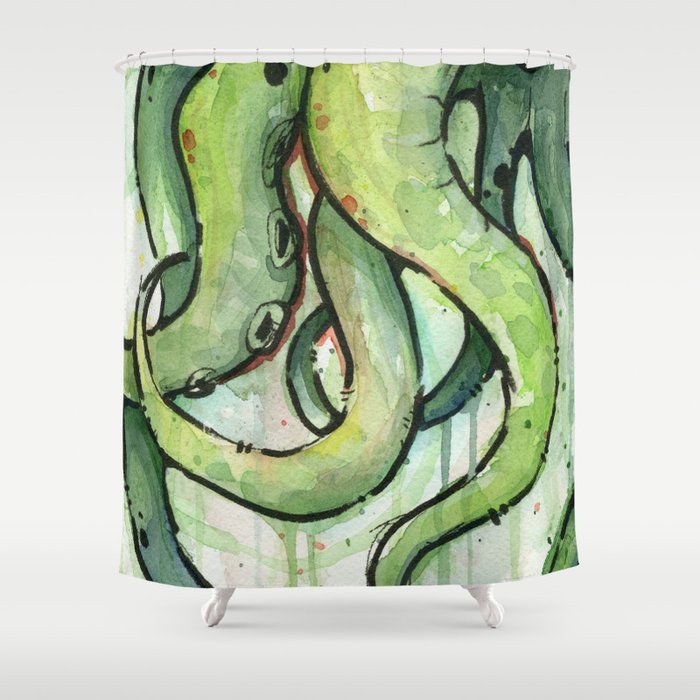 Cthulhu Green Tentacles Shower Curtain