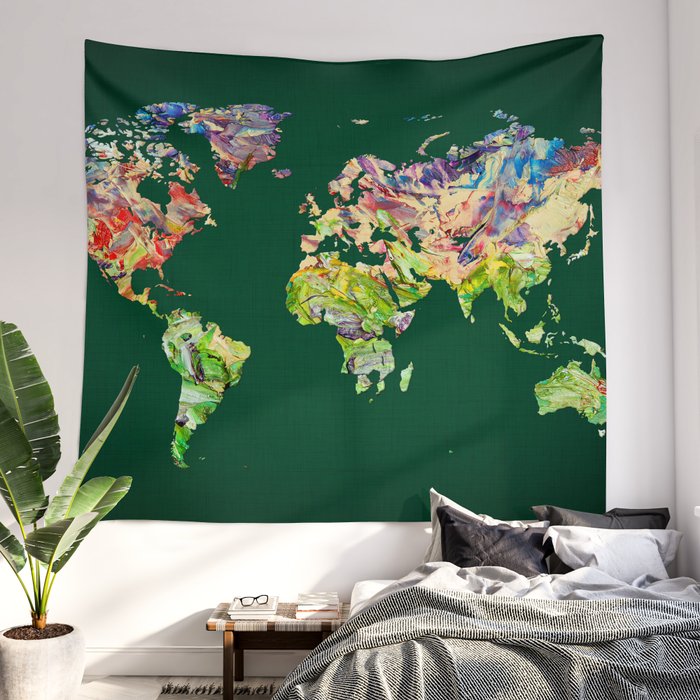 World Map 39 Wall Tapestry by World Map Society6