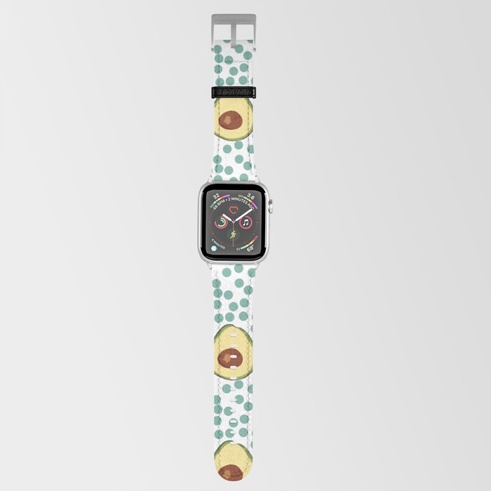 Cute Teal Blue And Yellow Avocado Polka Dot Pattern Apple Watch Band
