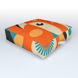 Retro Geometric Abstract Girl and Landscape Illustration Outdoor Floor Cushion