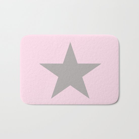 Grey star on pink background Bath Mat
