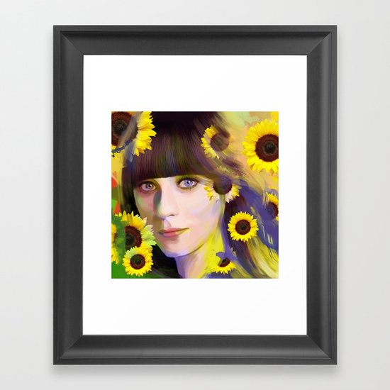 Zooey Deschanel Framed Art Print