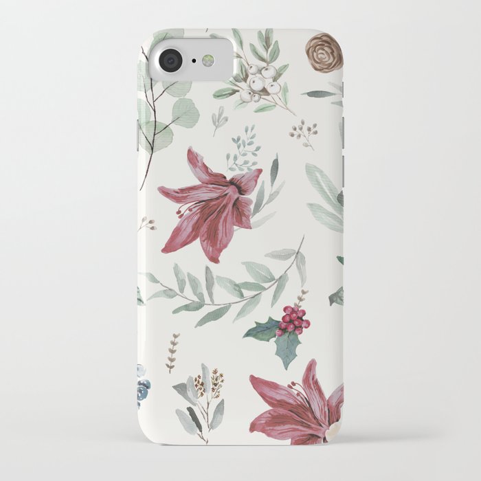 Christmas Watercolor Pattern iPhone Case