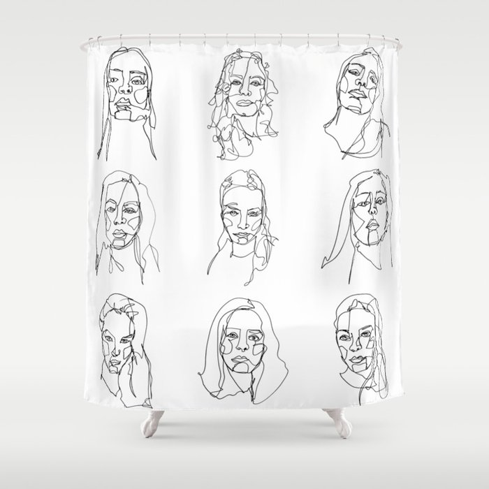 LINE ART FEMALE PORTRAITS V-I-I Shower Curtain