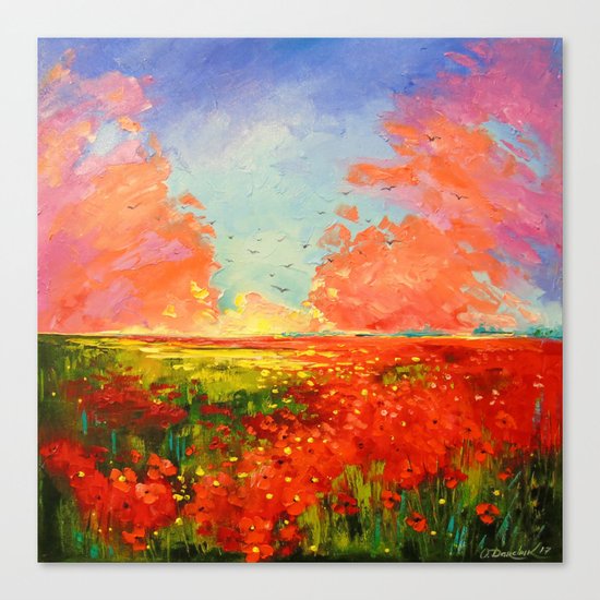 Dawn of the poppy field Canvas Print