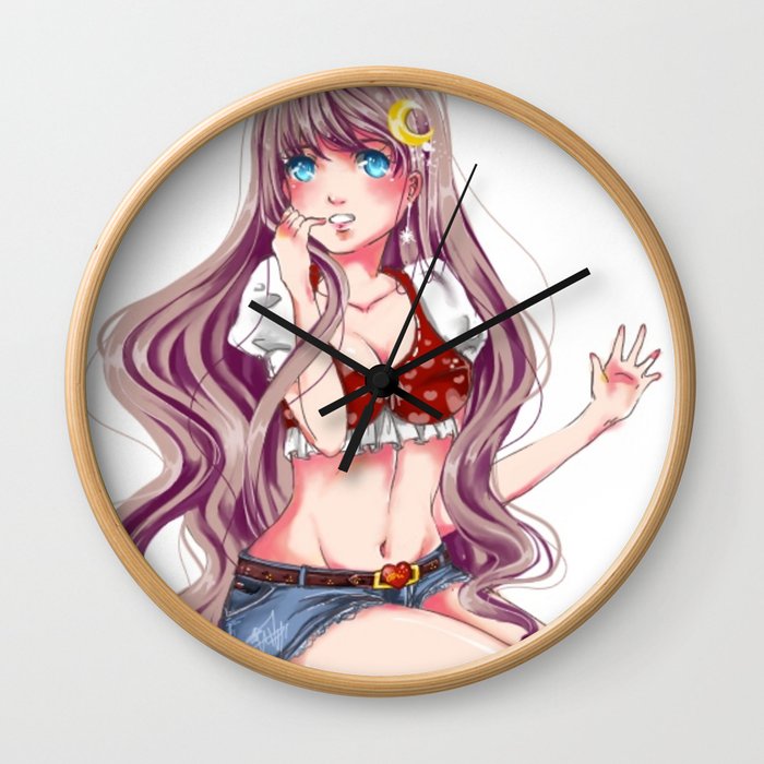 Girl with kittens Wall Clock