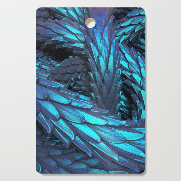 Blue metallic fantasy dragon skin texture.  Cutting Board