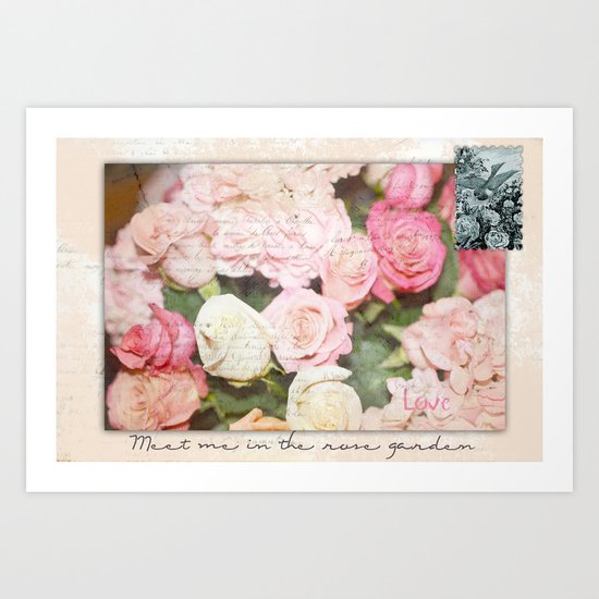 Meet me in the rose garden Art Print