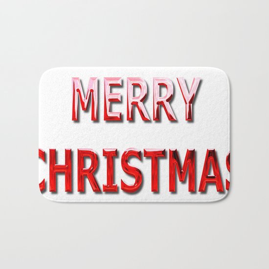 Merry Christmas Message in Red Chrome Bath Mat