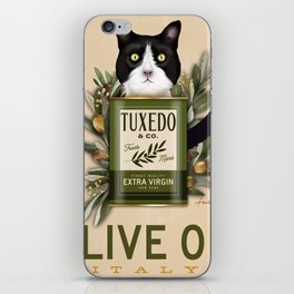tuxedo cat olive oil kitchen chef cooking cook decor art  iPhone Skin