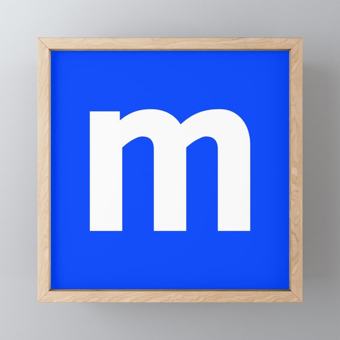 letter M (White & Blue) Framed Mini Art Print