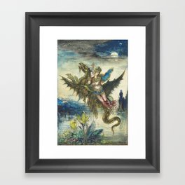 Lady and serpent vintage Gustave Moreau painting Framed Art Print