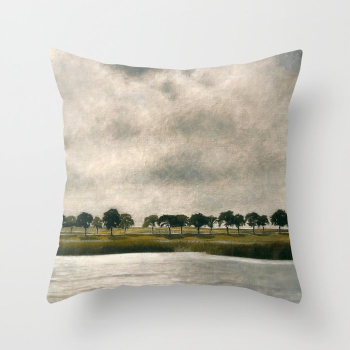 Afternoon Storm on the Coast and Salt Pond landscape by Vilhelm Hammershoi Throw Pillow