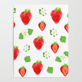 strawberry pattern Poster