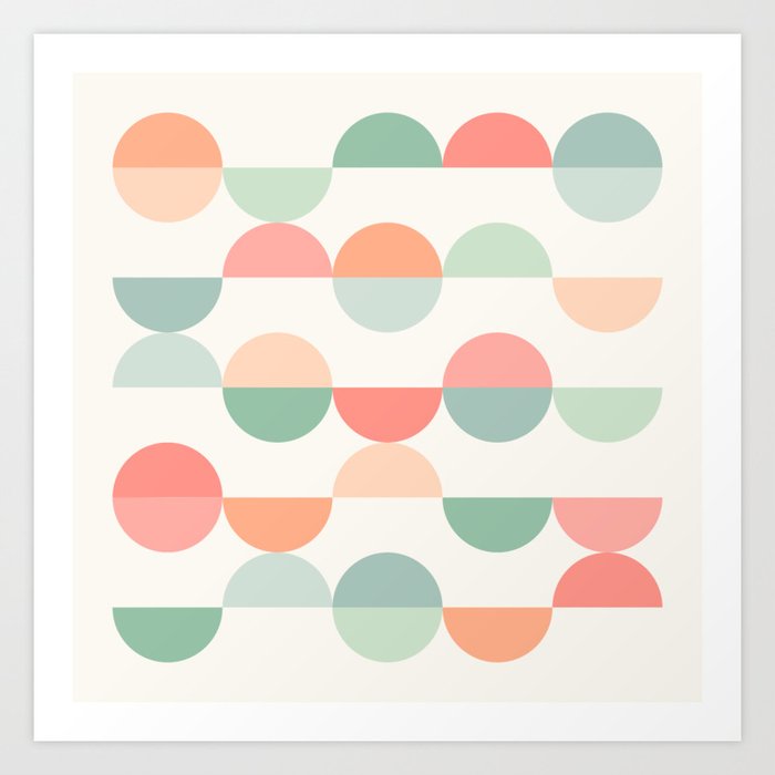 Half Circles pattern pastels  Art Print