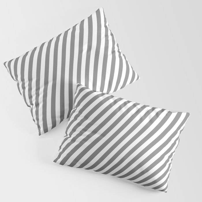 White and Gray Colored Lined Pattern Pillow Sham