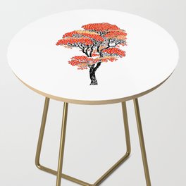 Vintage Japanese Woodblock Print Of Autumn Tree,Woodcut printing,Japan,oriental ,ukiyoe,Orange Leaves,Fall, Side Table