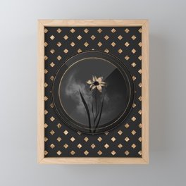 Shadowy Black Lady Tulip Botanical Art with Gold Art Deco Framed Mini Art Print