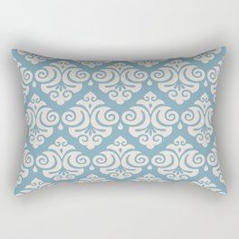 Victorian Gothic Pattern 532 Blue and Beige Rectangular Pillow