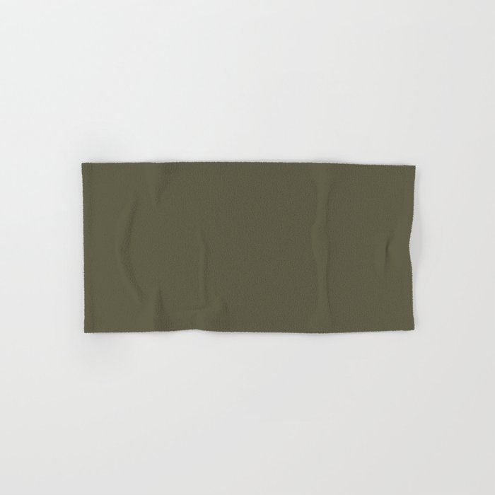 Dark Gray-Brown Solid Color Pantone Winter Moss 18-0523 TCX Shades of Yellow Hues Hand & Bath Towel