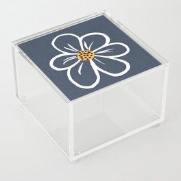Modern Big White Daisy Flower On Navy Blue Acrylic Box