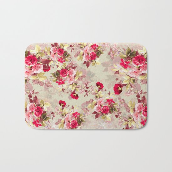 Vintage Roses Bath Mat