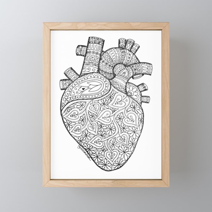 Heart Anatomy organ-mandala Framed Mini Art Print