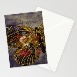 Vintage Floral Butterfly 2 with Gold Stationery Card