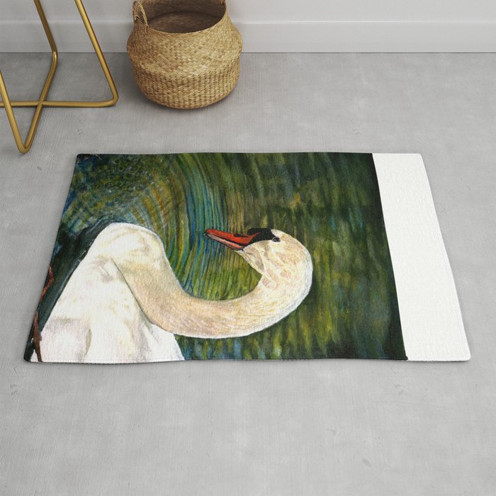 Swan Forming Ripples in a Golden Glow Rug