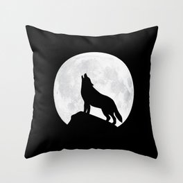 Howling Wolf - Moon Throw Pillow