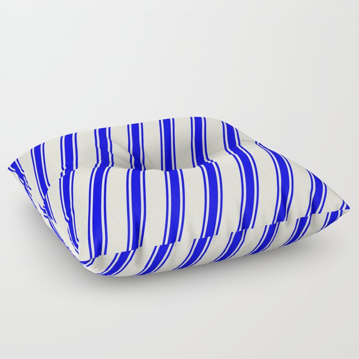 Beige and Blue Colored Lined/Striped Pattern Floor Pillow