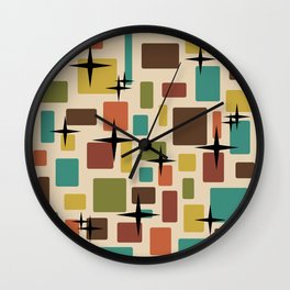 Mid Century Modern Disarrayed Bricks Multicolored Wall Clock