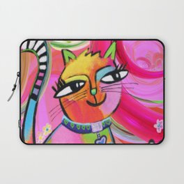 Pretty Cat with Pink Swirls Laptop Sleeve