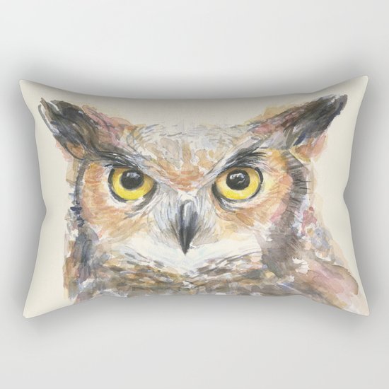 Owl Great Horned Bird Animals Rectangular Pillow
