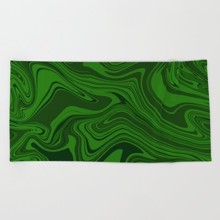 Green liquid art Beach Towel