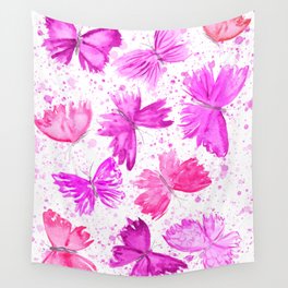 Watercolor Pink Butterflies 3. Wall Tapestry