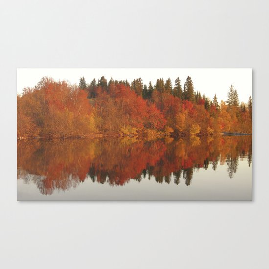 Colorful autumn trees reflection in the lake Canvas Print