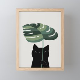 Cat and Plant 16 Framed Mini Art Print