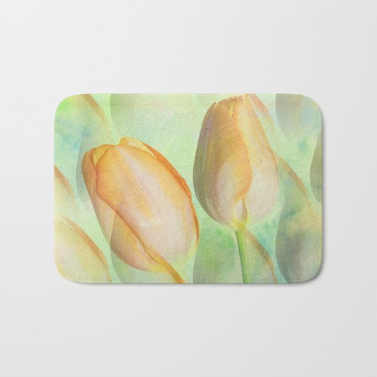 Water colour Spring Tulips Bath Mat