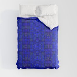 N17 - Calm Indigo Blue Boho Traditional Moroccan Artwork Comforter