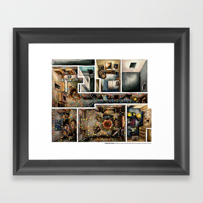 The house of Will with Christmas lights for communicating with the Upside Down world Framed Art Print