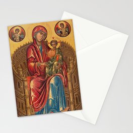 Madonna and Child on a Curved Throne, 13th Century Byzantine Painting Stationery Card
