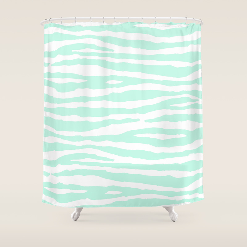 Mint Green White Animal Print Shower Curtain By Nlmiller07art Society6