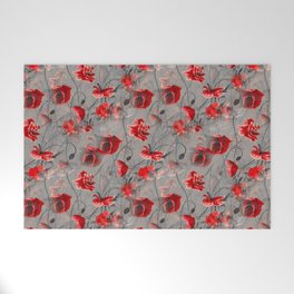 Poppies flowers,poppy flowers,grey background. Welcome Mat