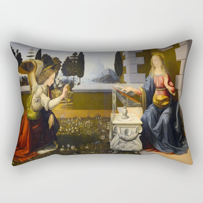 Leonardo Da Vinci's Annunciation Rectangular Pillow